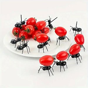 Formiga de Plástico Garfo Petisco Aperitivo Porta Canapé Formiguinha Palito Enfeite de Mesa Decoração Halloween Dia das Bruxas