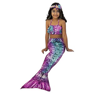 Fantasia Sereia Infantil Ariel Yara Aniversário Fundo do Mar Festa Folclore Bloquinho Carnaval Dia das Crianças