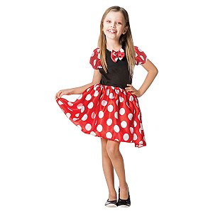 Fantasia Minnie Infantil Vestido Princesa Menina de Bolinhas Festa de Aniversário Dia das Crianças Presente Menina Bloquinho Carnaval