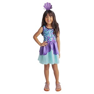 Fantasia Sereia Vestido Infantil Princesa Ariel Yara Folclore Dia das Crianças Bloquinho Carnaval Festa de Aniversário Fundo do Mar