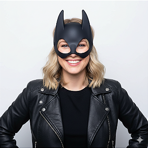 Máscara Mulher Gato Pantera Gatinha com Glitter Cosplay Fantasia Batgirl Festa Halloween Bloquinho Carnaval