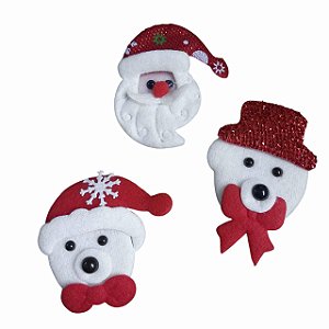 Enfeite de Natal Aplique de Feltro para Roupa Tecido Chapéu Gorro Papai Noel Decoração de Mesa Personalização Artesanato