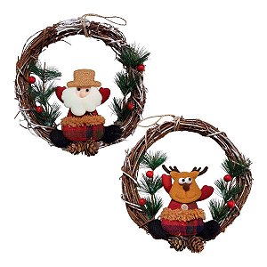 Enfeite de Natal de Pendurar Guirlanda Natalina Decoração de Porta Festa de Natal Placa Decorativa