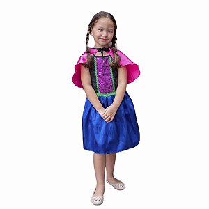 Fantasia Frozen Anna Infantil Princesa do Gelo Festa de Aniversário Presente Dia das Crianças Menina Baile Carnaval Bloquinho de Rua