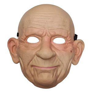 Máscara Idoso Rosto Homem Velho Cosplay Realista Fantasia Vovô Ancião Baile Terceira Idade Festa Carnaval Bloquinho
