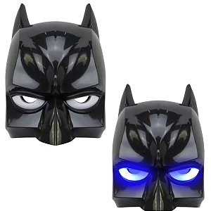 Máscara Batman Led Meio Rosto Acessório Fantasia com Luz Super Herói Liga da Justiça Homem Morcego Festa Carnaval Dia das Crianças Presente de Aniversário Menino