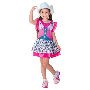 Fantasia Boiadeira Infantil Cowgirl Vaqueira Peoa de Rodeio com Chapéu Cowboy Ana Castela Festa Junina Carnaval Bloquinho