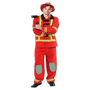 Fantasia Bombeiro Adulto Salva Vidas Uniforme Profissões Masculinas Festa Carnaval Bloquinho Aniversário