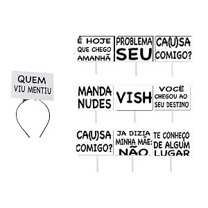 Pacote Tiara Plaquinha Carnaval Frases Divertidas Funk 10 Unidades Acessório Bloquinho Arquinho Galera Festa Balada Formatura Debutante Casamento