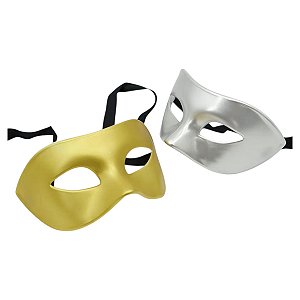 Máscara Veneziana Metálica Festa de Gala Baile de Máscaras Básica Lisa Adulto Acessório Metalizado Cosplay Carnaval Halloween