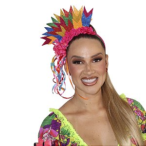 Tiara Bandeirinha Festa Junina Arco com Glitter Luxo Caipirinha Arquinho São João Arraiá Quadrilha Caipira