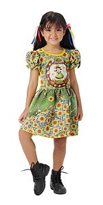 Fantasia Vestido São João Caipirinha Infantil Girassol Caipira Festa Junina Quadrilha Arraiá Quermesse