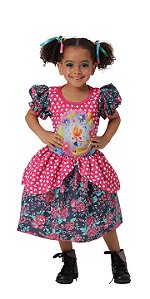 Fantasia Vestido São João Caipirinha Infantil Bandeiras Caipira Festa Junina Quadrilha Arraiá Quermesse