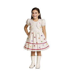 Fantasia Noiva Caipira Infantil Vestido Noivinha Festa Junina Casamento Quadrilha São João Quermesse Arraiá