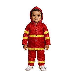 Fantasia Bombeiro Bebê Menino Infantil Uniforme Life Guard Salva Vidas Festa Tema Aniversário Profissões Masculinas Dia do Trabalho Bloquinho Carnaval