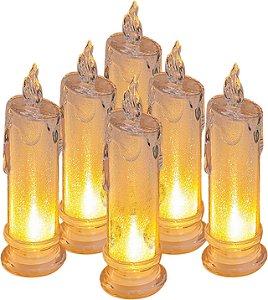 Vela Transparente Eletrônica Com Chama Artificial de Led Bateria Decoração de Mesa Natal Enfeite de Mesa Halloween Comemoração Dia dos Namorados Festa de Aniversário Casamento Debutante Dia das Mães Dia dos Pais