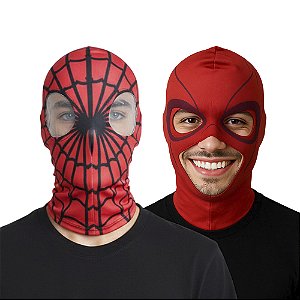 Máscara de Tecido Super Herói Capuz Gorro de Tecido Personagem Touca Flash Infantil Homem Aranha Adultto