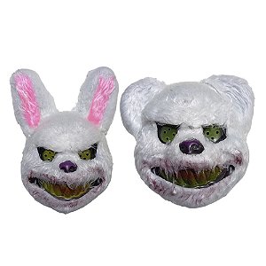 Máscara deTerror Bicho Pelúcia Macabro Urso Assassino Coelho do Mal Acessório Assustador Fanrtasia Halloween Festa Dia das Bruxas Noites do Terror Zumbi