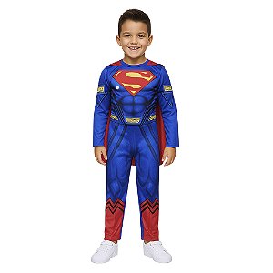 Fantasia Super Homem Infantil Macacão Longo Super Herói Personagem Superman Vingadores Festa Carnaval Dia das Crianças Presente de Aniversário Menino