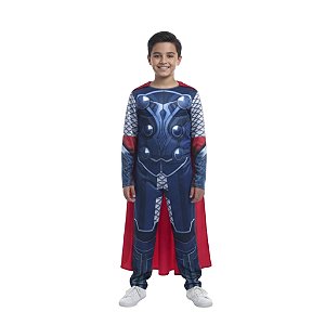 Fantasia Thor Infantil Macacão Curto Super Herói Personagem Vingadores Festa Carnaval Dia das Crianças Presente de Aniversário Menino