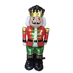 Balão de Natal Metalizado Brilhante Soldadinho de Chumbo Guarda Inglesa Banda de Marcha Decoração Enfeite Festa Fim de Ano Merry Christmas Reveillón