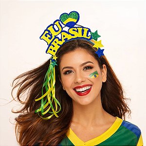 Tiara Arco Brasil Copa do Mundo Eva Com Glitter Arquinho Torcida Futebol Brilho Jogos Olímpicos Desfile 7 de Setembro