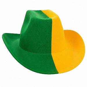 Chapéu Cowboy Country Brasil Verde e Amarelo Torcida Seleção Brasileira Copa do Mundo Jogos Olímpicos Desfile 7 de Setembro Festa das Nações