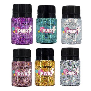 Glitter Gel Glow Power Holográfico Maquiagem Artística Brilho Rosto Corpo Carnaval Bloquinho Make Iluminada Corporal Fac