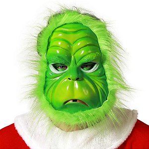 Máscara Grinch Plástico Monstro Verde Natal Acessório Personagem Fantasia Natalina Cosplay Halloween Festa Temática Carnaval