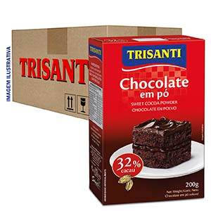 CHOCOLATE EM PO 32% DE CACAU - TRISANTI - 200G - ( CX 12 UNIDADES )