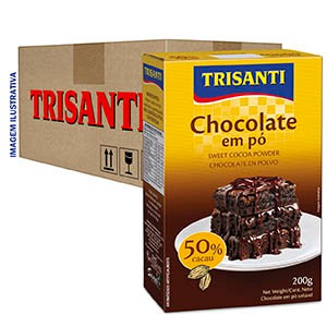 CHOCOLATE EM PO 50% DE CACAU - TRISANTI - 200G - ( CX 12 UNIDADES )