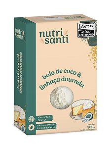 BOLO SEM GLÚTEN DE COCO COM SEMENTE DE LINHAÇA DOURADA - NUTRISANTI - 300G
