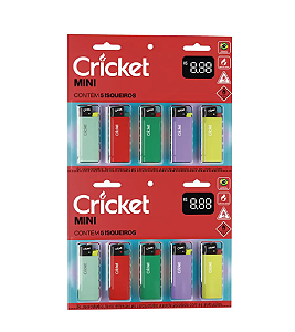 Isqueiro Cricket Mini Cartela com 10