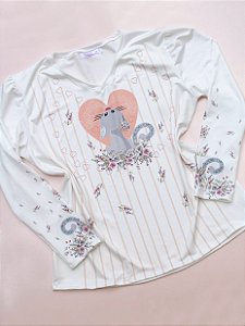 Blusa Gatinho Xereta Manga Longa