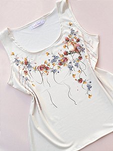 Regata Passarinho Com Flores