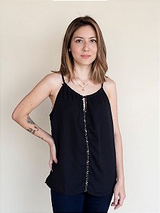 Blusa Crepe Com Pedraria