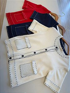 Cardigã Modal Pesponto