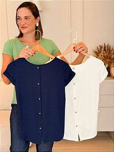 Blusa Botões Nas Costas