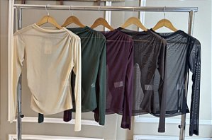 Blusa Tule com Pregas