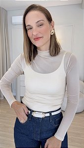 Blusa Tule com Pregas