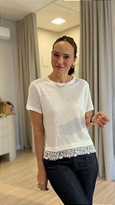 Blusa Linho Belga Barra Rendada