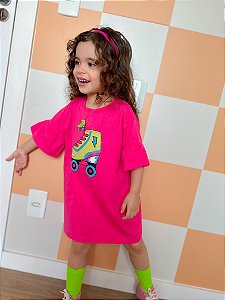 Vestido manga sino chiclete