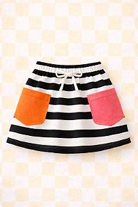 Saia listrada com bolso