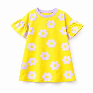 Vestido Floral Amarelo e lilás