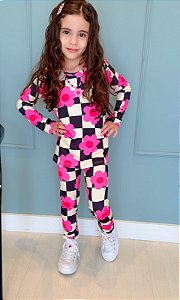 Conjunto Térmico Xadrez Flor