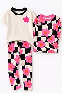 Camiseta Flor pink e preto