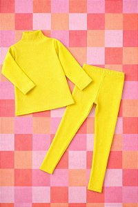 Conjunto Algodão Canelado Amarelo