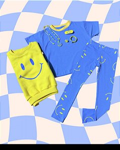 Conjunto Smile amarelo e azul - Atacado