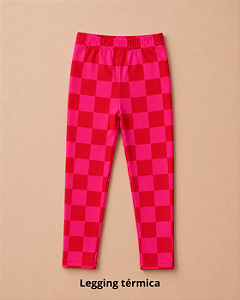 Calça térmica xadrez Vermelho e rosa