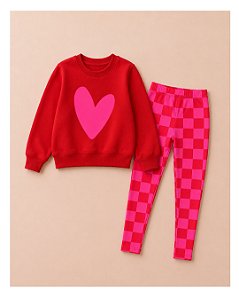 Kit moletom vermelho coração